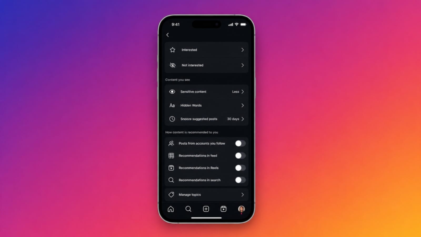 Instagram Algorithm Controls